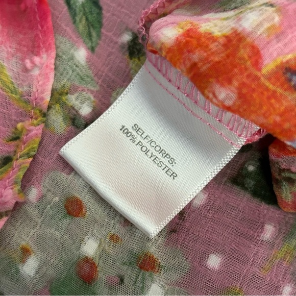Rose + Olive Floral Ruffle Sleeve Top - Pink and Red M - Picture 7 of 10